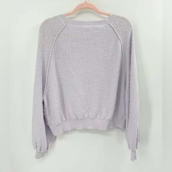 Free People Found My Friend Boucle Knit Sweater Lilac Purple S Raglan Balloon - Picture 4 of 10